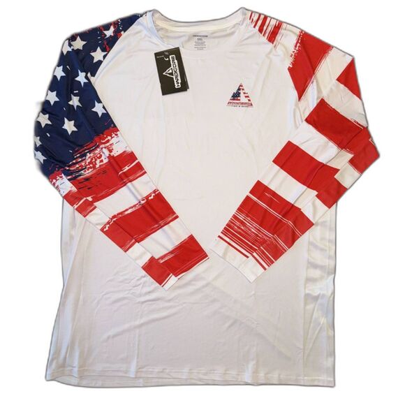 NWT HardCore Fish & Game 5XL Bad to the Bone Patriotic Fishing Swim Shirt - Picture 1 of 6